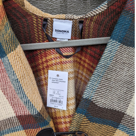 NWT Plaid Shawl, Fringe Fray at Hem Indie Women's One Size - Picture 4 of 4